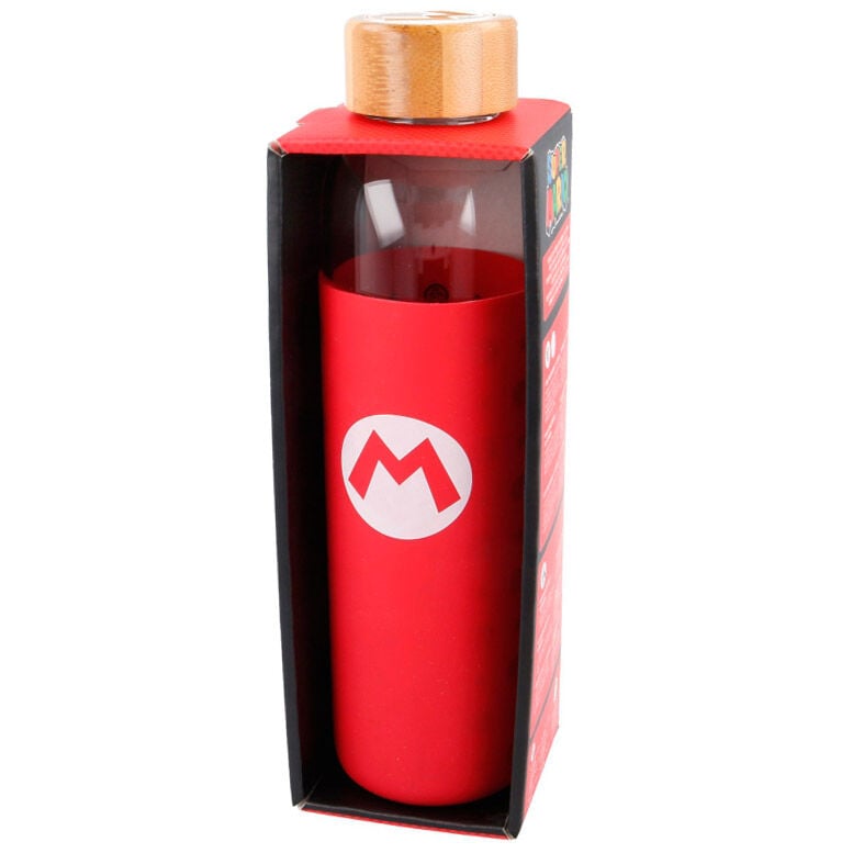 Botella cristal Super Mario Bros Nintendo funda silicona 585ml STOR
