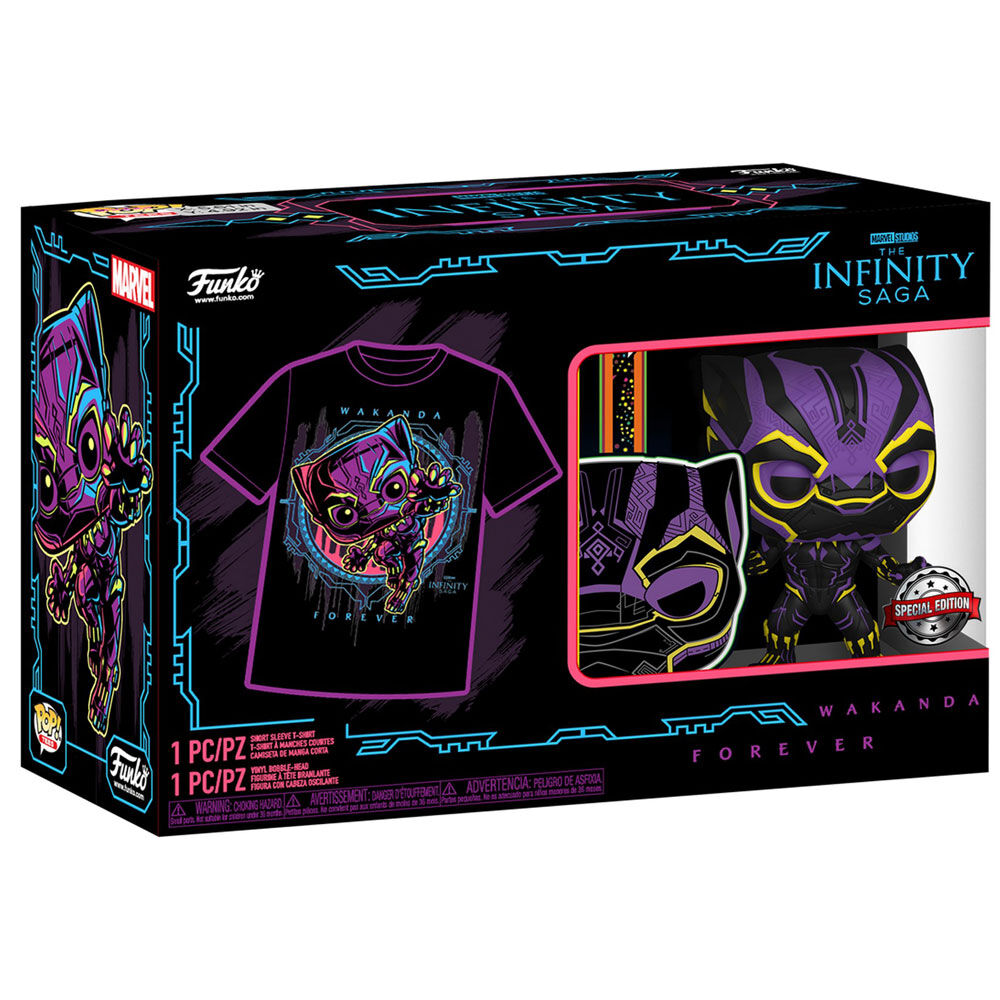 Set figura POP & Tee Marvel Wakanda Forever Black Panther Exclusive FUNKO