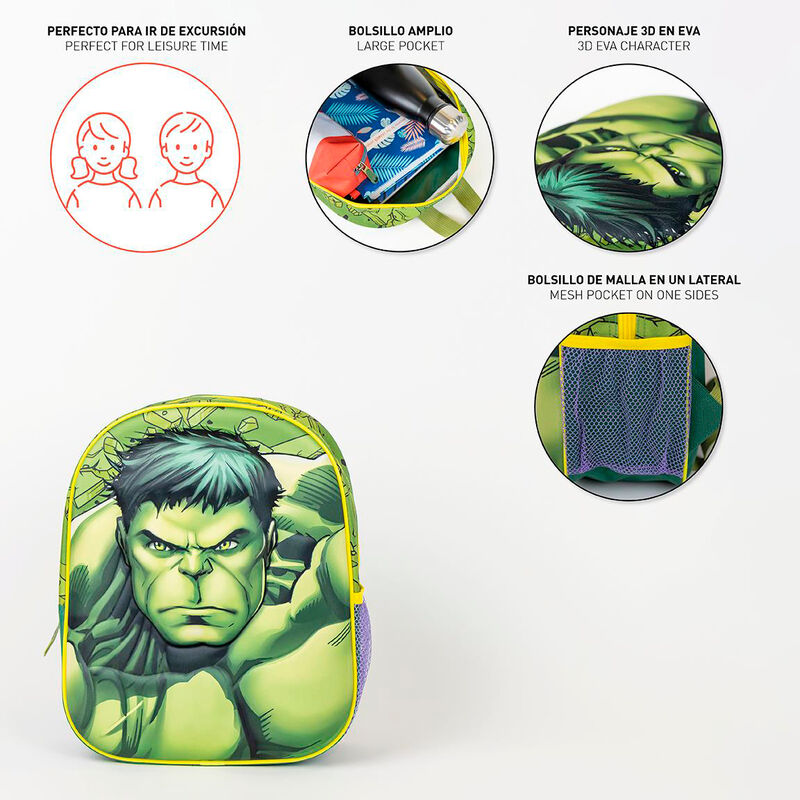 Mochila 3D Hulk Los Vengadores Avengers Marvel 31cm CERDÁ