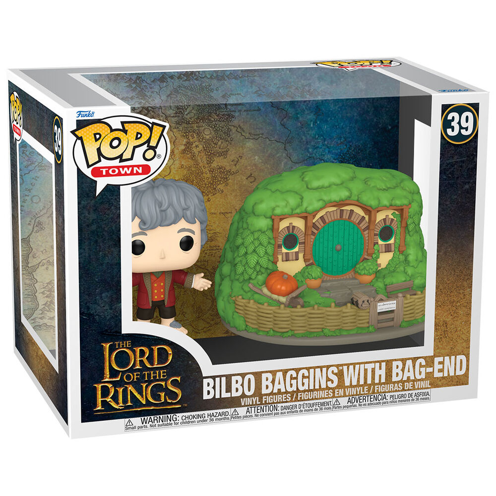 Figura POP Town El Señor de los Anillos Bilbo Baggins with Bag-End FUNKO