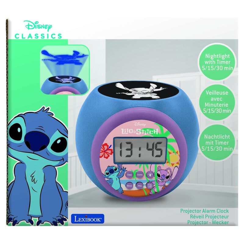 Reloj alarma proyector Stitch Disney LEXIBOOK