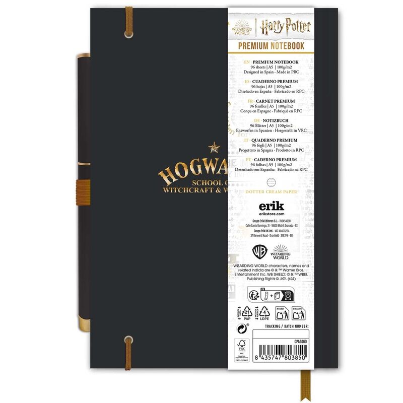 Cuaderno A5 premium + boligrafo Hogwarts Harry Potter ERIK