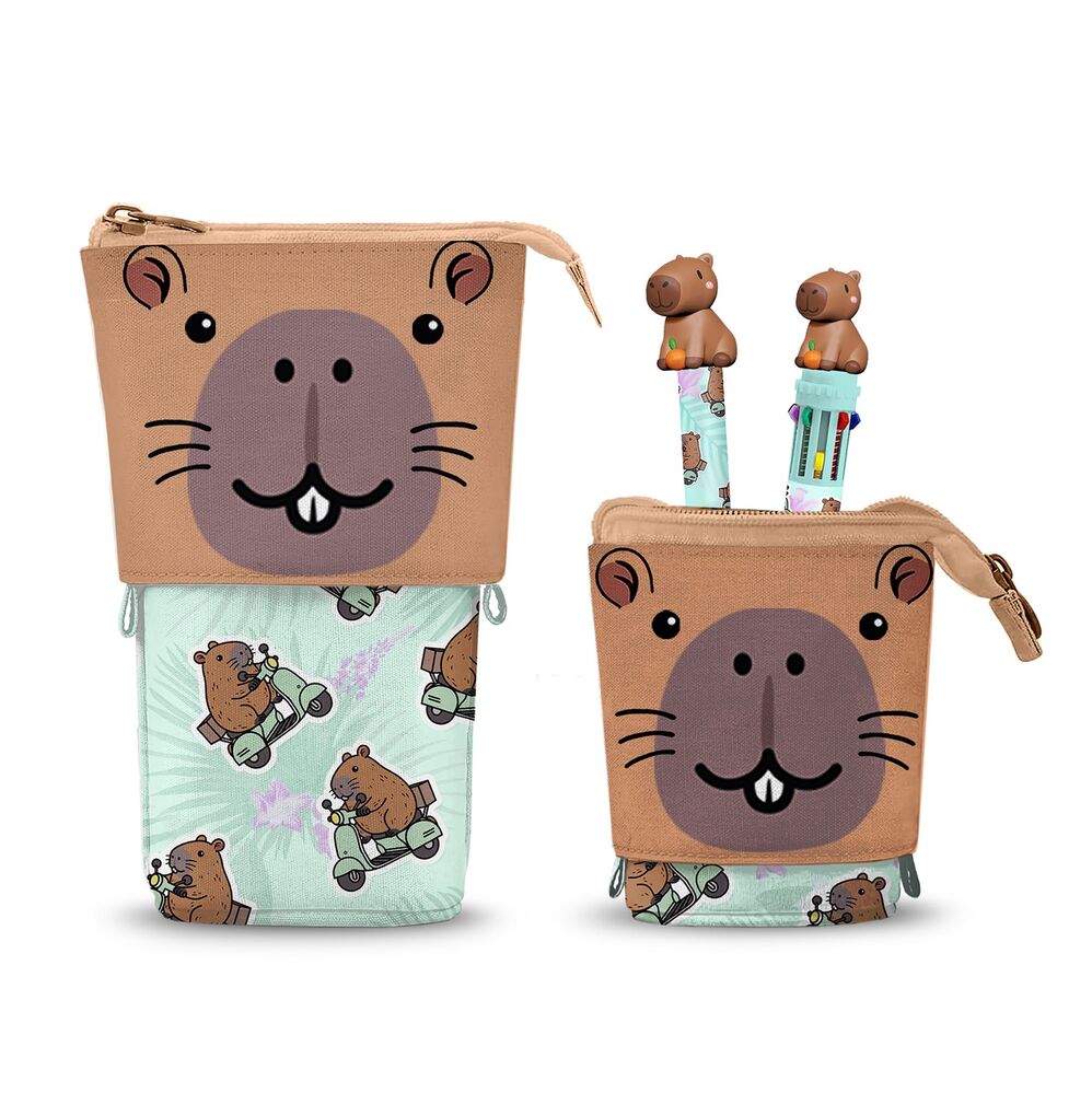 Portatodo Capibara + Boligrafo 10 colores + boligrafo borrable Oh My Pop! KARACTERMANIA