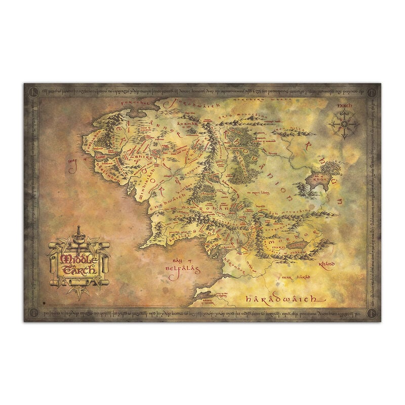 Poster Mapa de la Tierra Media El Señor de los Anillos ERIK