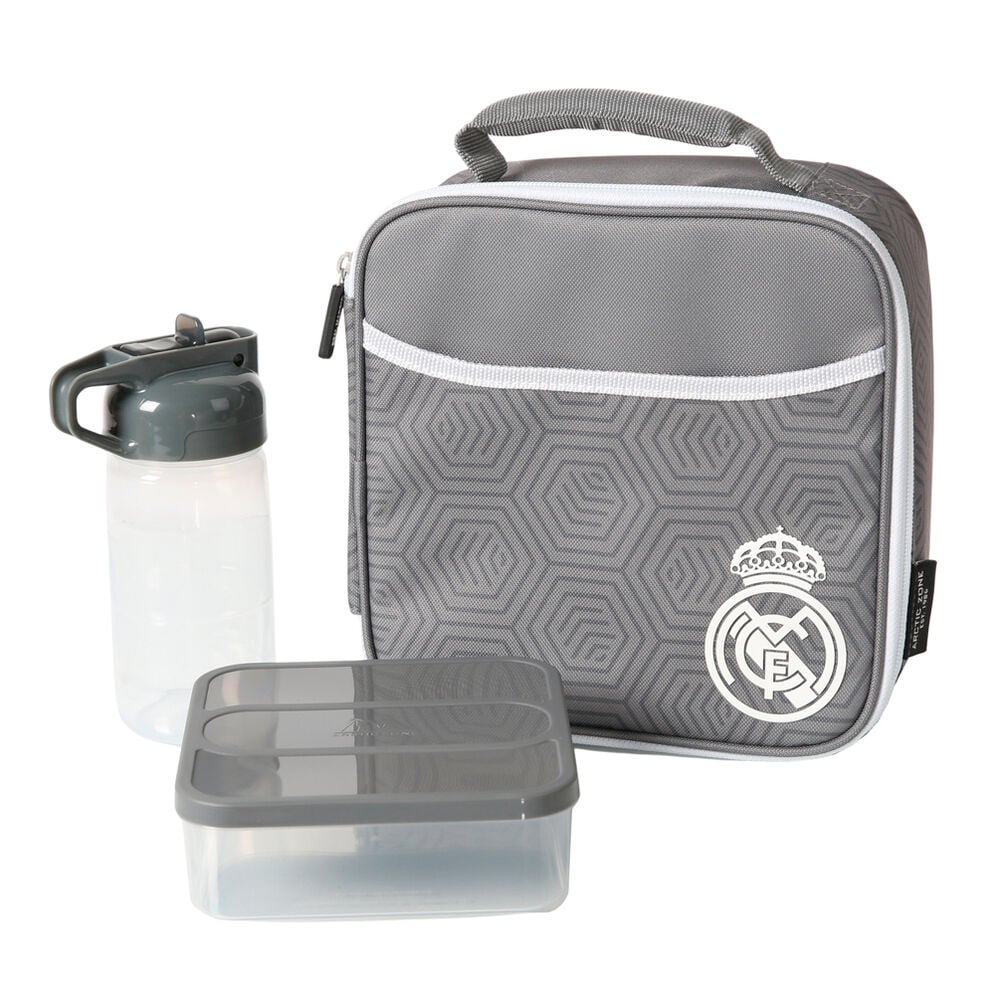 Bolsa porta alimentos termica + tupper + botella Real Madrid SAFTA