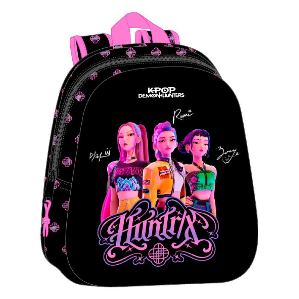 Mochila 3D Negra KPop Demon Hunters 33cm SAFTA
