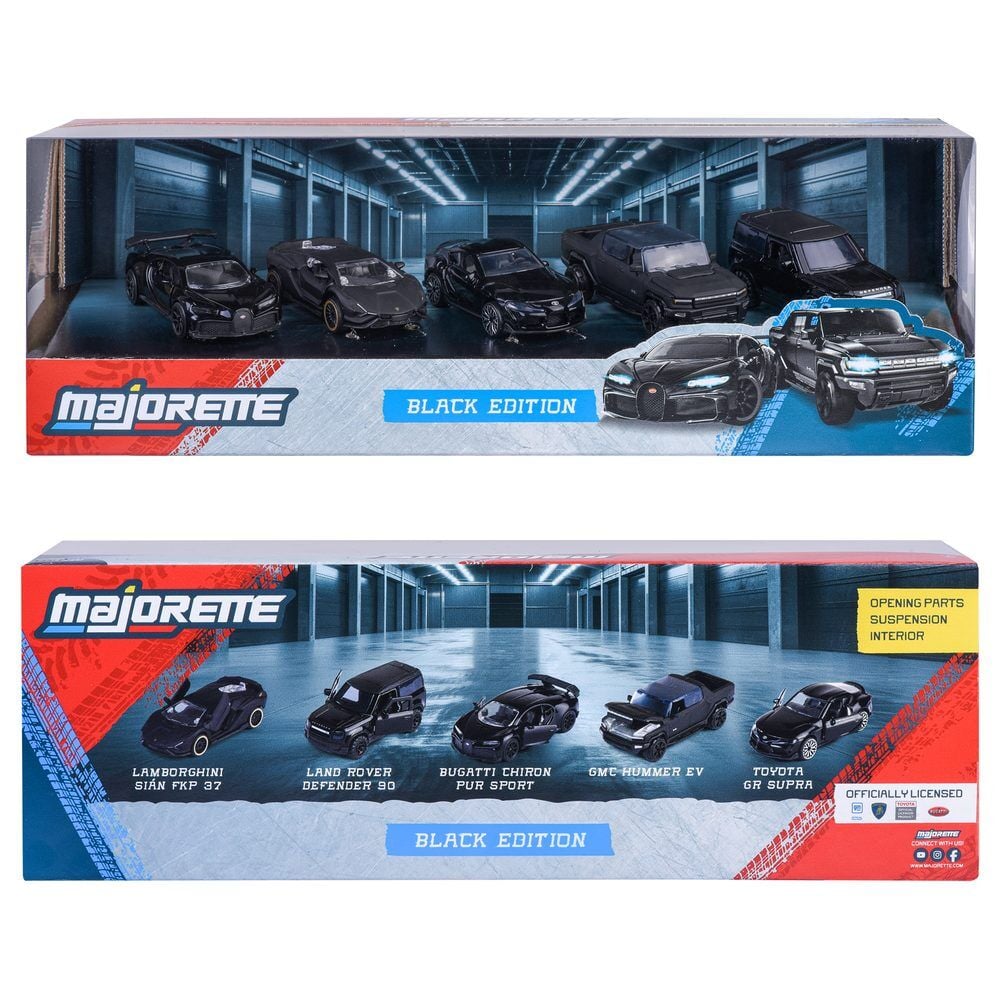 Set 5 coches Negros MAJORETTE