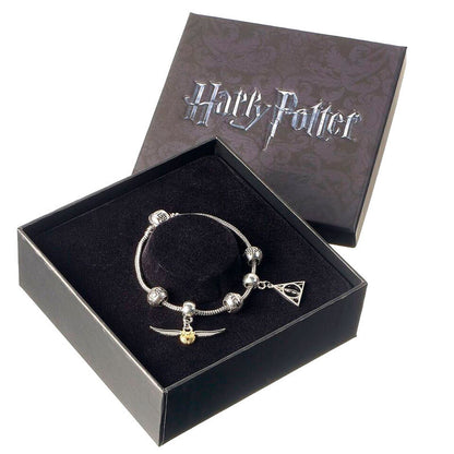Pulsera plateada charms Deathly Hallows Snitch 3 Spellbeads Harry Potter THE CARAT SHOP