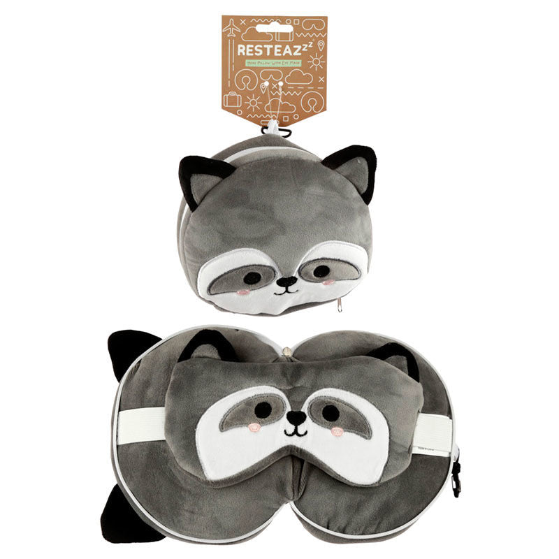 Almohada viaje antifaz Mapache Relaxeazzz PUCKATOR
