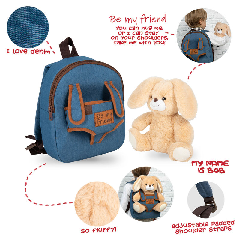 Mochila + peluche Conejo Bob 26cm PERLETTI