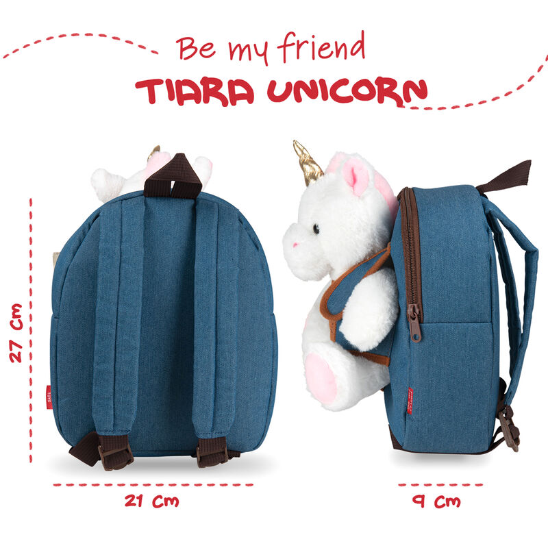 Mochila + peluche Unicornio Tiara 26cm PERLETTI