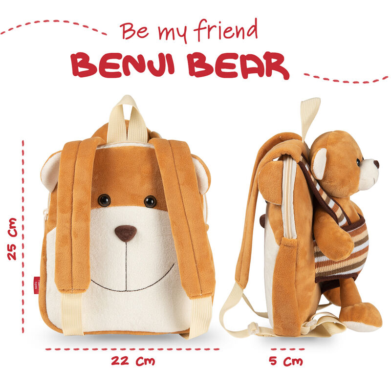 Mochila reversible + peluche Oso Benji 25cm PERLETTI