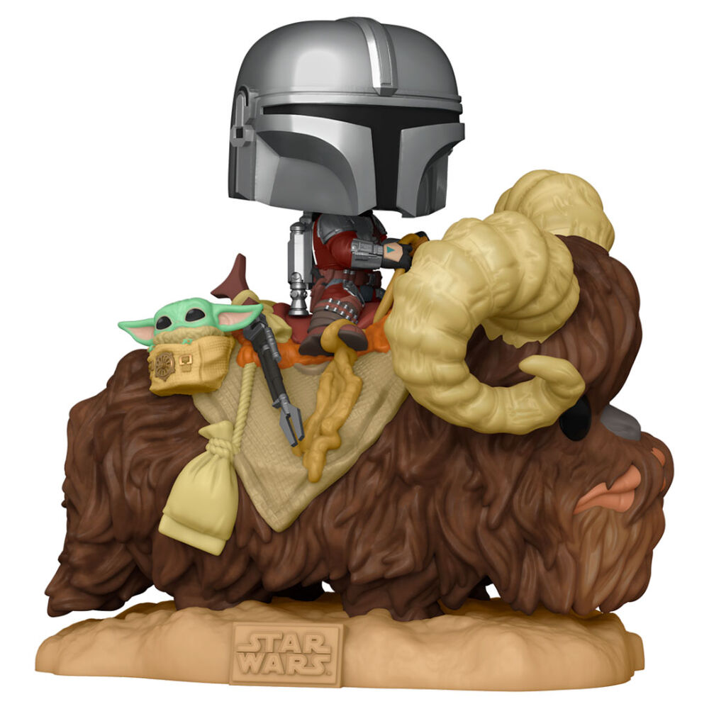 Figura POP Star Wars The Mandalorian Mando on Bantha with Child in Bag FUNKO