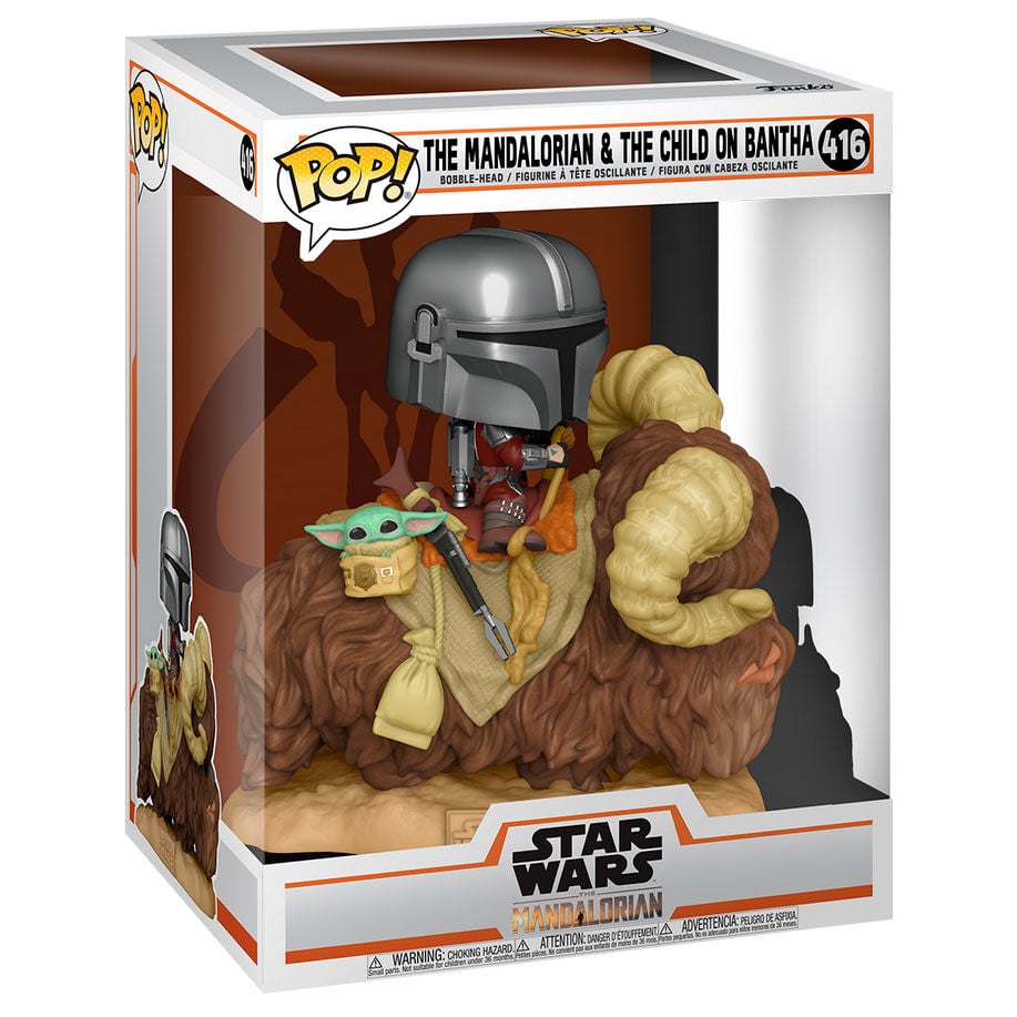 Figura POP Star Wars The Mandalorian Mando on Bantha with Child in Bag FUNKO
