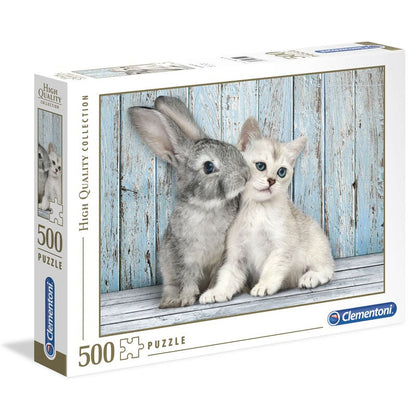 Puzzle Gato y Conejo 500pzs CLEMENTONI