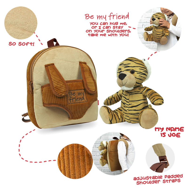 Mochila + peluche Tigre Joe 26cm PERLETTI