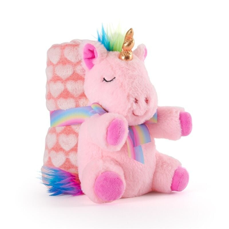 Peluche + Manta suave Unicornio Lily 22cm PERLETTI