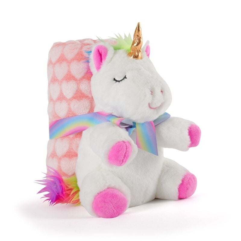 Peluche + Manta suave Unicornio Tiara 22cm PERLETTI