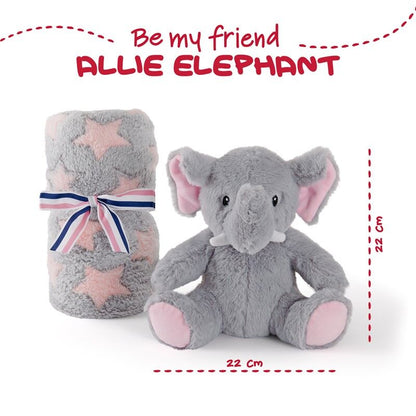 Peluche + Manta suave Elefante Allie 22cm PERLETTI