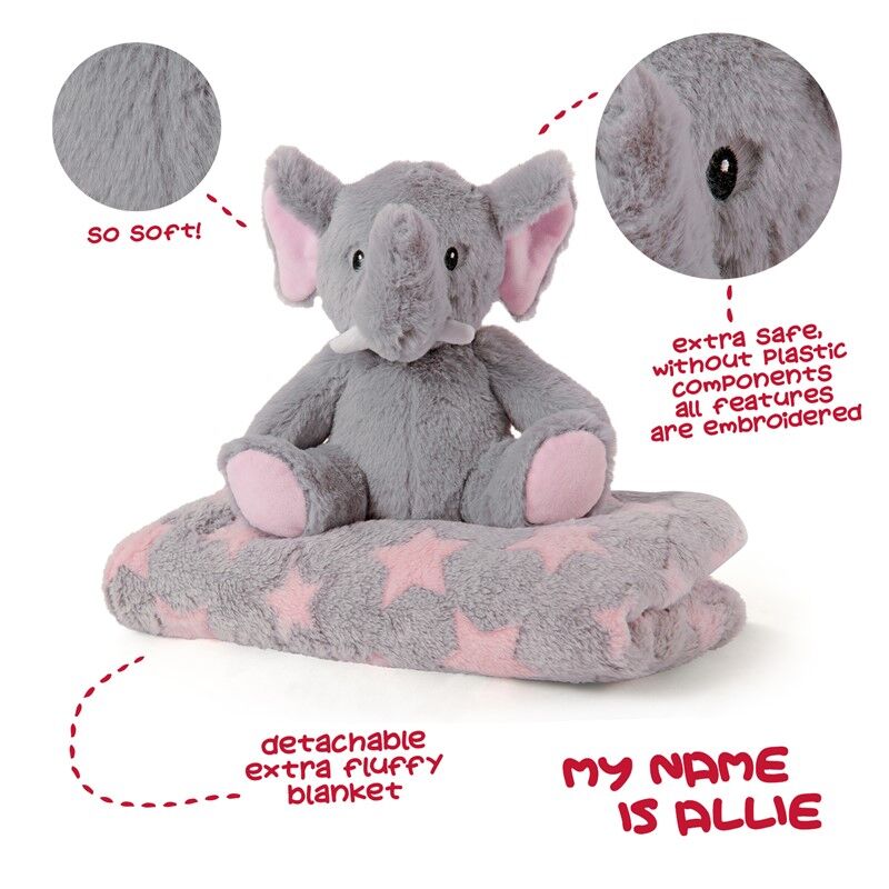 Peluche + Manta suave Elefante Allie 22cm PERLETTI