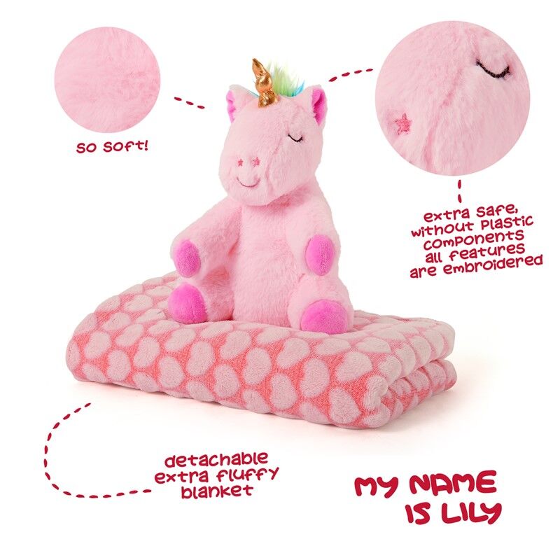 Peluche + Manta suave Unicornio Lily 22cm PERLETTI