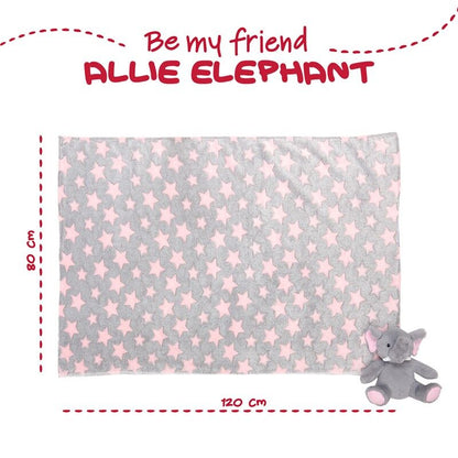 Peluche + Manta suave Elefante Allie 22cm PERLETTI