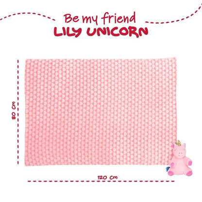Peluche + Manta suave Unicornio Lily 22cm PERLETTI