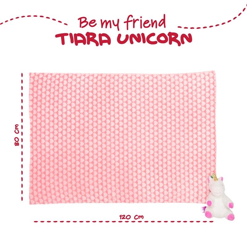 Peluche + Manta suave Unicornio Tiara 22cm PERLETTI