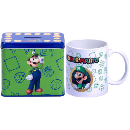Hucha + taza Luigi Super Mario Bros Nintendo NINTENDO