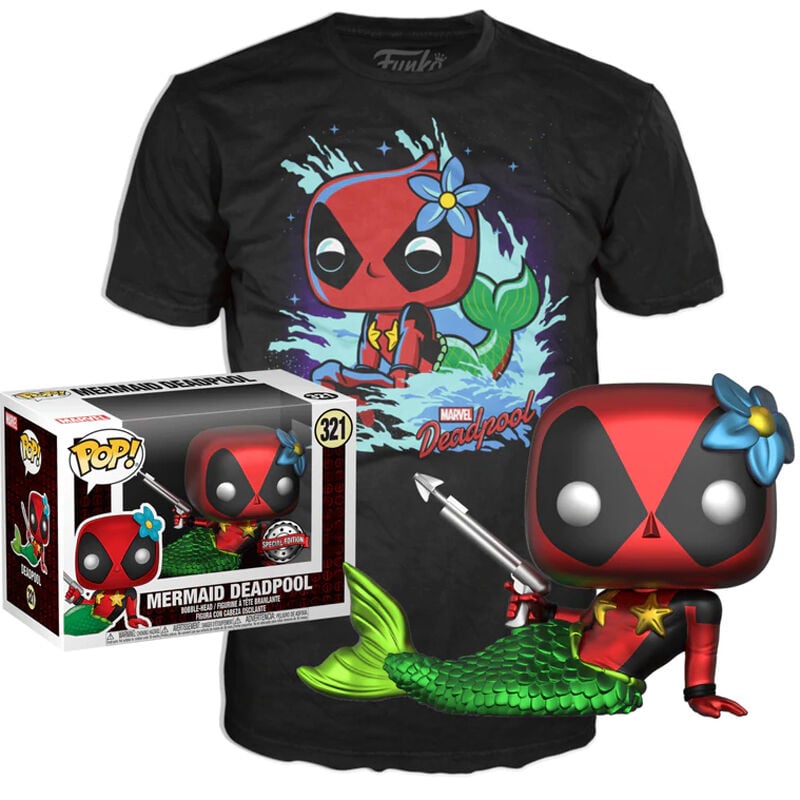 Set figura POP & Tee Marvel Deadpool Mermaid Exclusive FUNKO