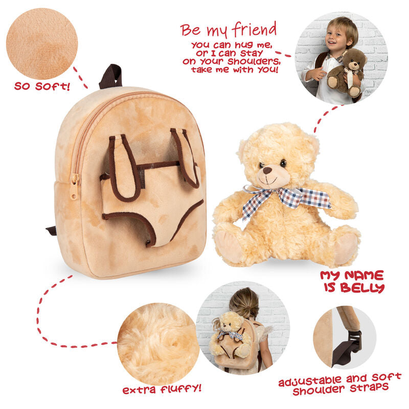Mochila + peluche Oso Belly 26cm PERLETTI