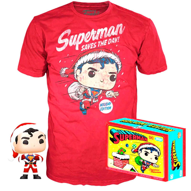 Set figura POP & Tee DC Comics Superman Exclusive Flocked FUNKO