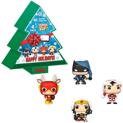 Arbol con 4 figuras Pocket POP DC Comics Happy Holidays FUNKO