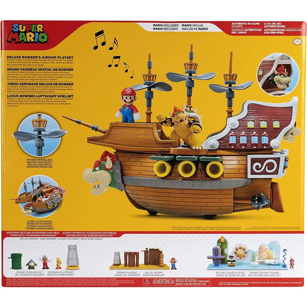 Playset Deluxe Aeronave Bowser Super Mario Nintendo JAKKS PACIFIC