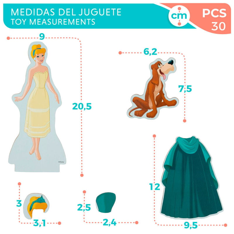 Juego magnetico madera vestidos Cenicienta Disney WOOMAX