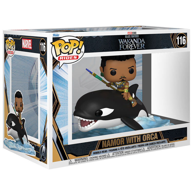 Figura POP Marvel Black Panther Wakanda Forever Namor with Orca FUNKO