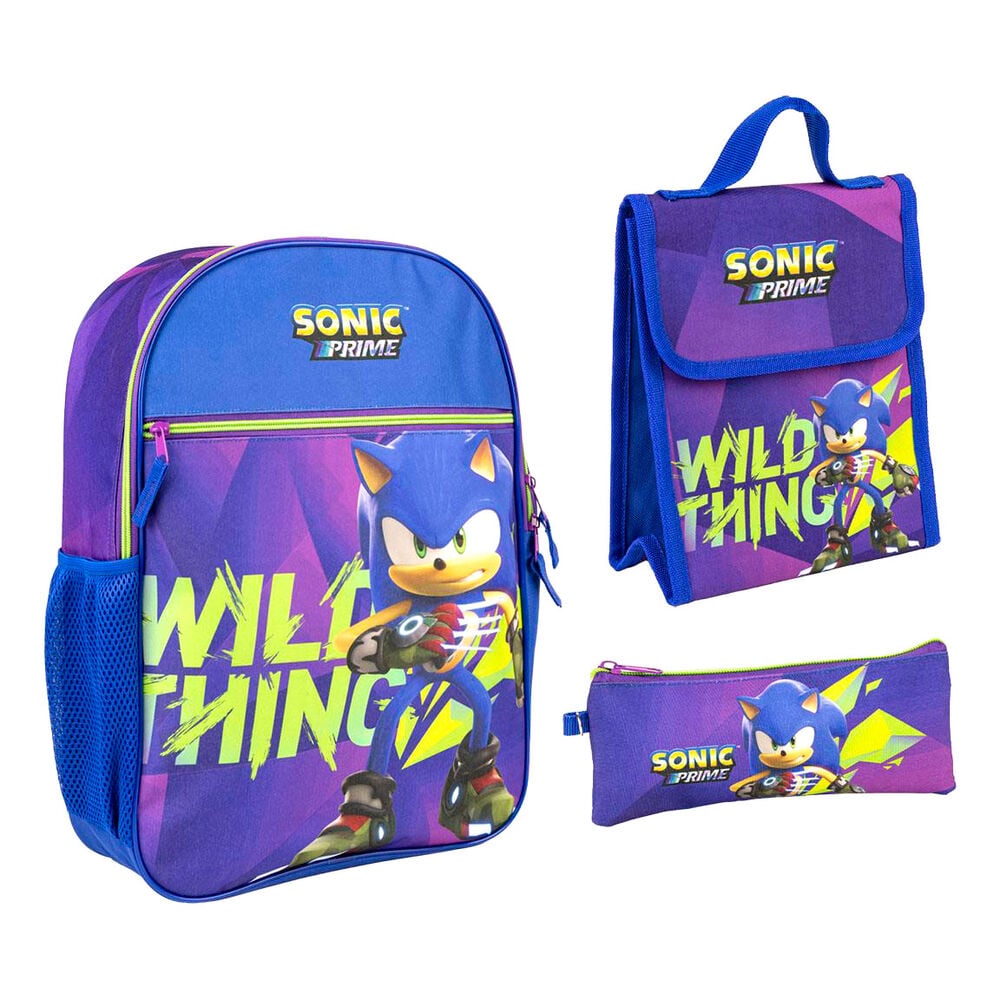 Mochila + portatodo + portamerienda Sonic Prime 42cm CERDÁ