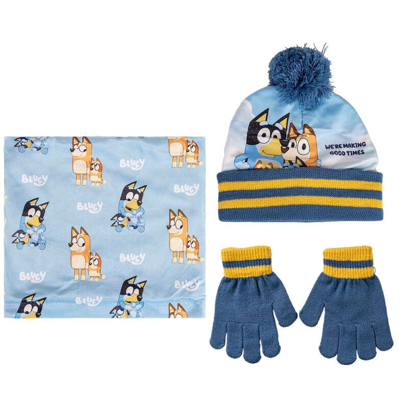 Conjunto Infantil gorro guantes braga cuello Bluey CERDÁ