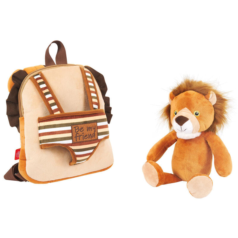 Mochila reversible + peluche Lenny Lion 25cm PERLETTI
