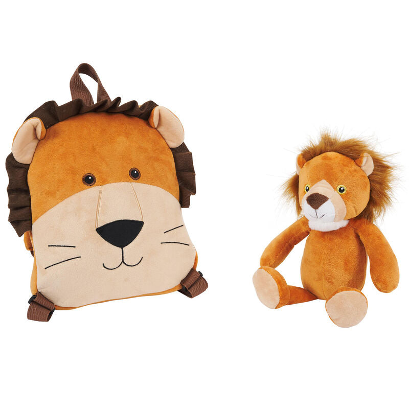 Mochila reversible + peluche Lenny Lion 25cm PERLETTI