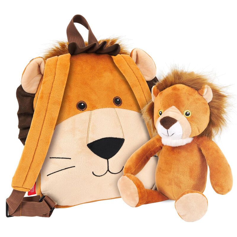 Mochila reversible + peluche Lenny Lion 25cm PERLETTI