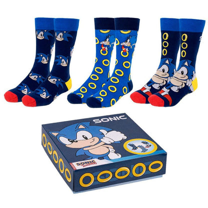 Set 3 calcetines Sonic the Hedgehog adulto CERDÁ