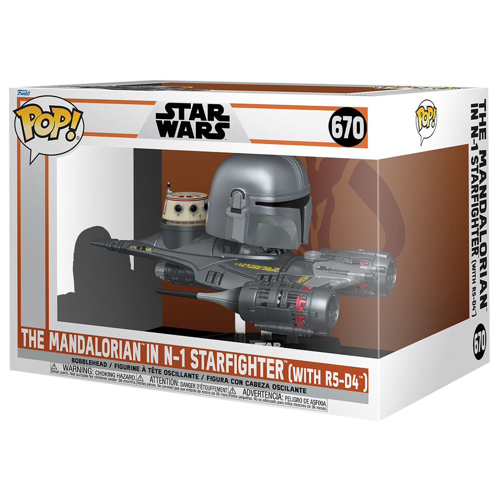 Figura POP Rides Deluxe Star Wars Mandalorian 9 the Mandalorian in N-1 Starfighter FUNKO