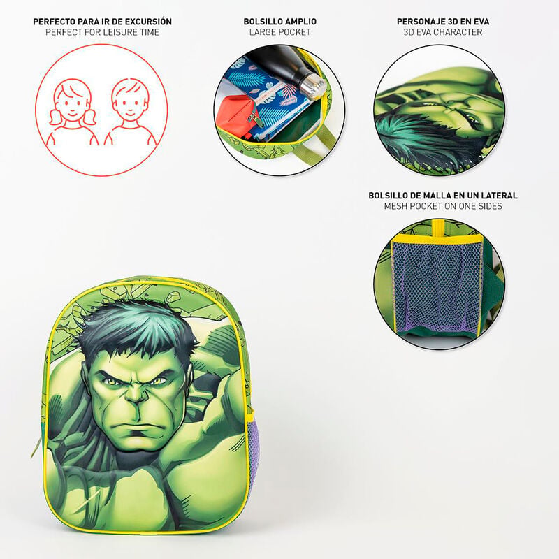 Mochila 3D Hulk Los Vengadores Avengers Marvel 31cm CERDÁ