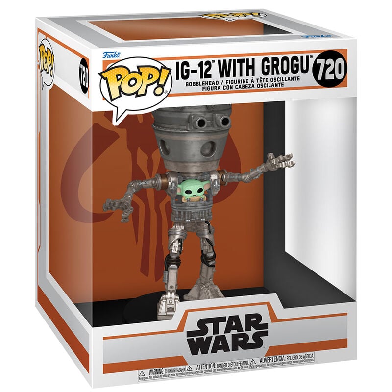 Figura POP Deluxe Star Wars The Mandalorian IG-12 with Grogu FUNKO