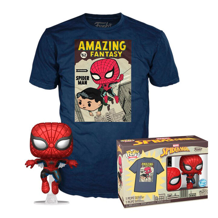 Set figura POP & Tee Marvel Spiderman Comic Cover FUNKO