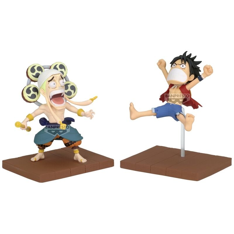 Set figuras Monkey D Luffy & Enel World Collectable One Piece 7cm BANPRESTO