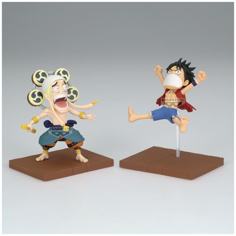 Set figuras Monkey D Luffy & Enel World Collectable One Piece 7cm BANPRESTO