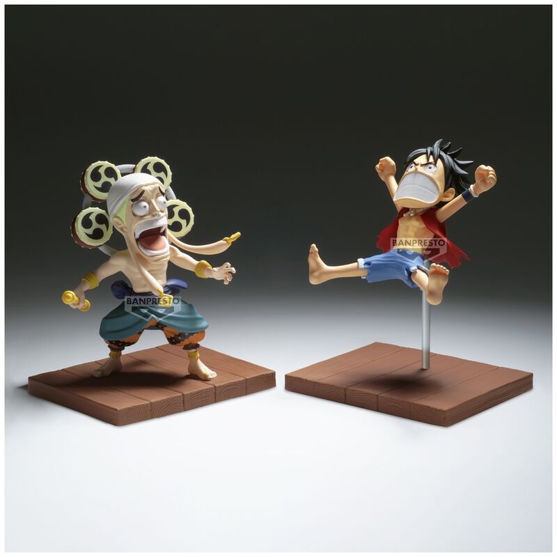 Set figuras Monkey D Luffy & Enel World Collectable One Piece 7cm BANPRESTO