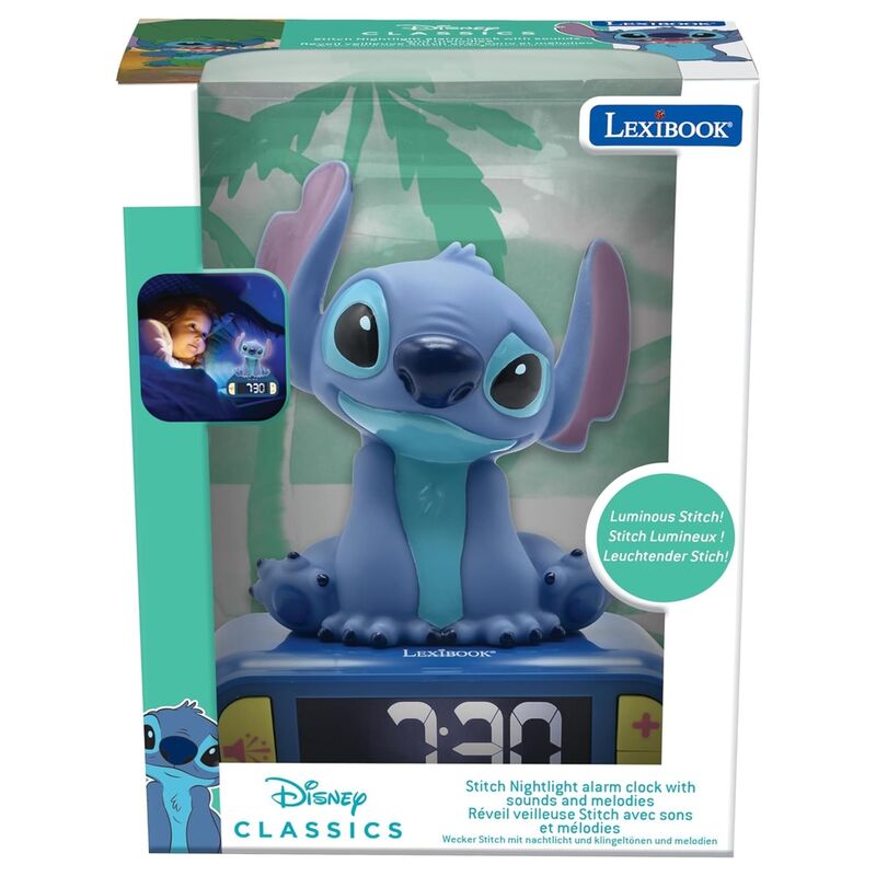 Despertador 3D digital Stitch Disney luz y sonido LEXIBOOK